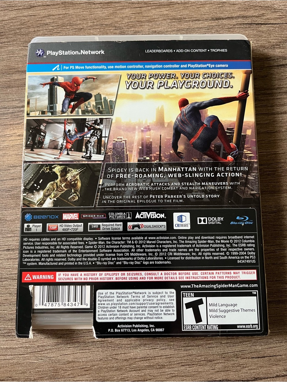 Sony PlayStation 3 PS3 The Amazing Spider-Man Video Game Pre-Owned - Picture 2 of 7
